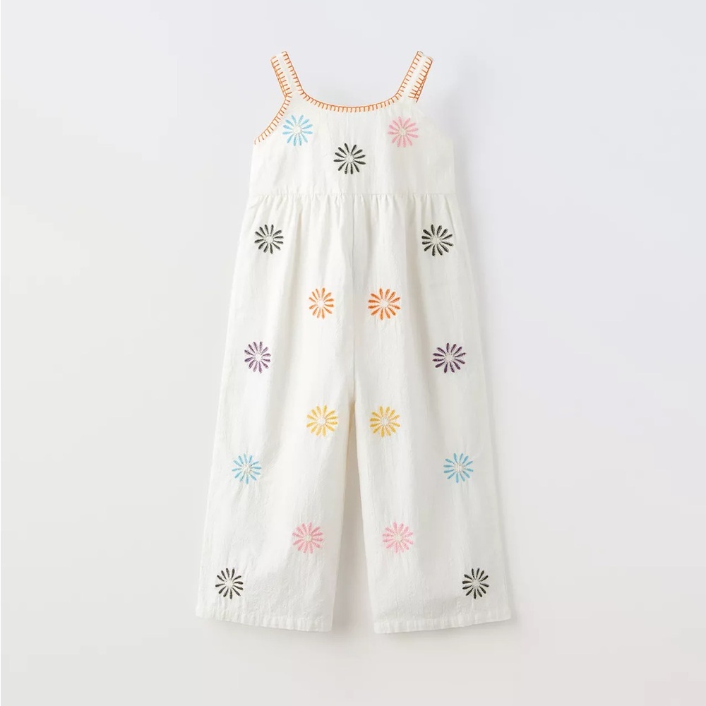 Zara Kids Floral Embroidery Jumpsuit